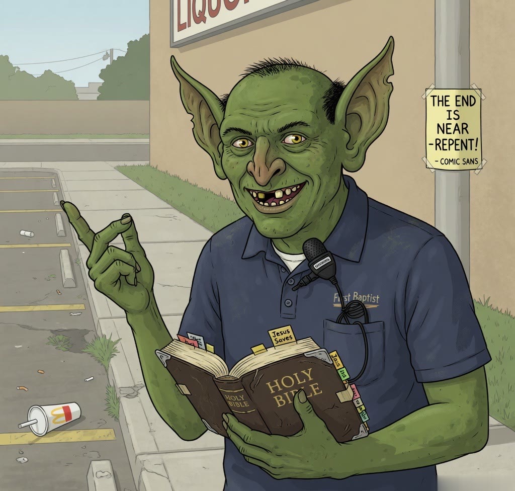 Goblin in a navy polo with a clip-on mic