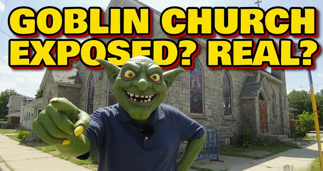 Goblin outside a church